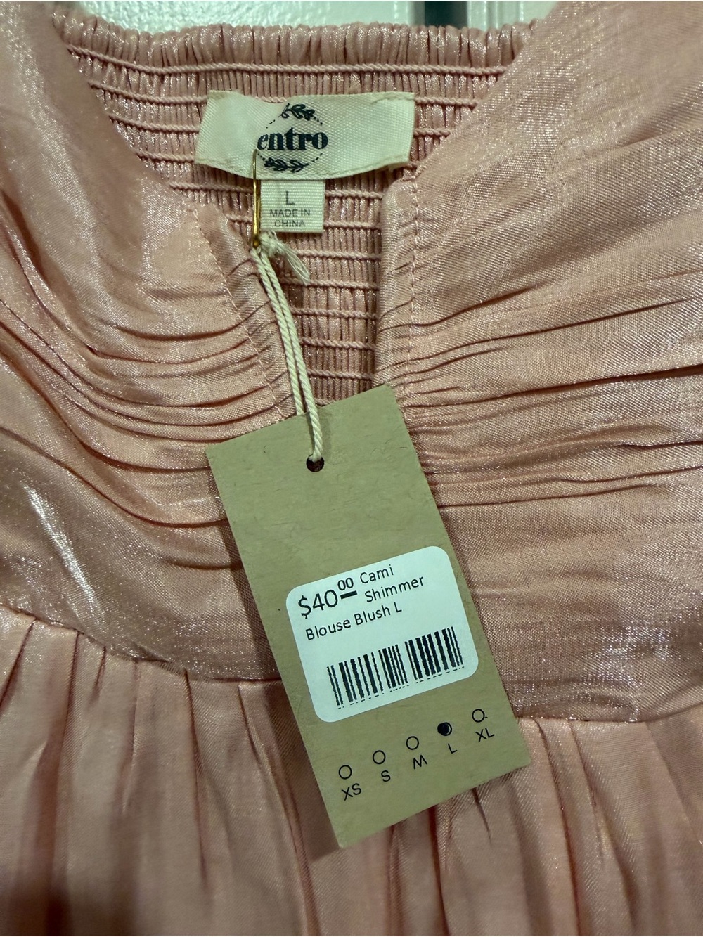 entro Shimmery Blush Pink V-Neck Peasant Tunic - Picture 5 of 9